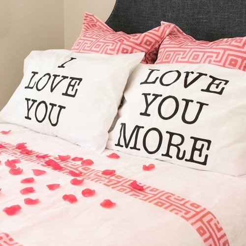 I Love You & Love You More Cotton Polyester Standard Size Pillowcase Pair