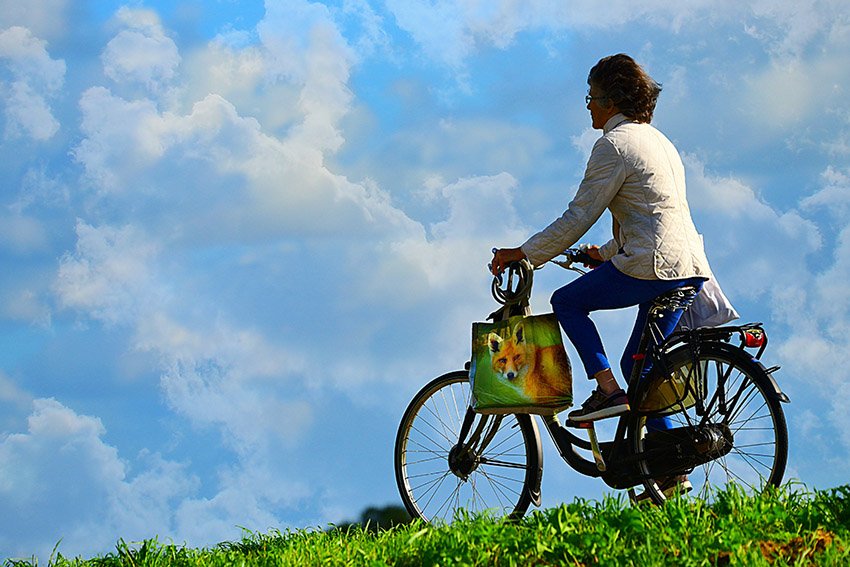 woman riding a bike