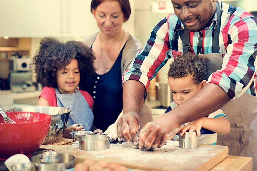 family cooking together