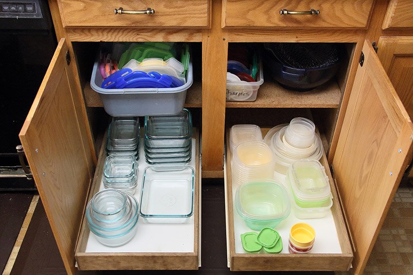 pull out drawers are an easy way to organize your kitchen